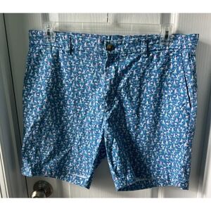 Vineyard Vines Mens Breaker Shorts Blue Boat Palm Tree Print Size 35